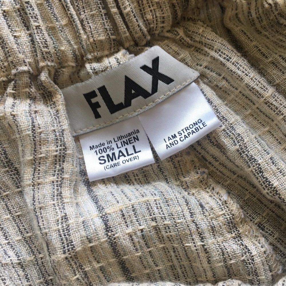 FLAX Boho Stripped Linen Flowy High Waisted Pants - Picture 8 of 8